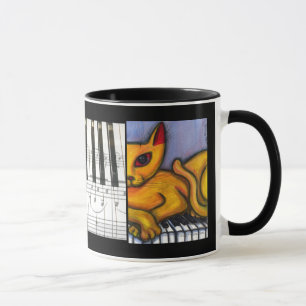 Cat on Piano Keyboard Mug