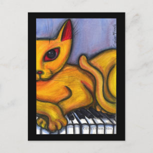 Cat on Piano Keyboard Postcard