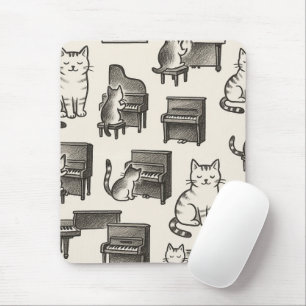 Cat on Piano Mouse pad