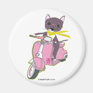 Cat On Pink Magnet