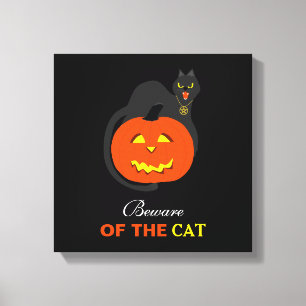 Cat on Pumpkin, Beware of the Cat Canvas Print