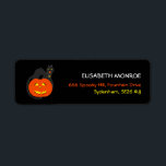 Cat on Pumpkin Halloween<br><div class="desc">Cat on Pumpkin Halloween Address Labels. Choose from a variety of sizes and colours. These address labels feature a cute cat wearing a witches pentagram symbol around her neck whilst perched on top of a Halloween pumpkin, great to use for Halloween themed events.</div>