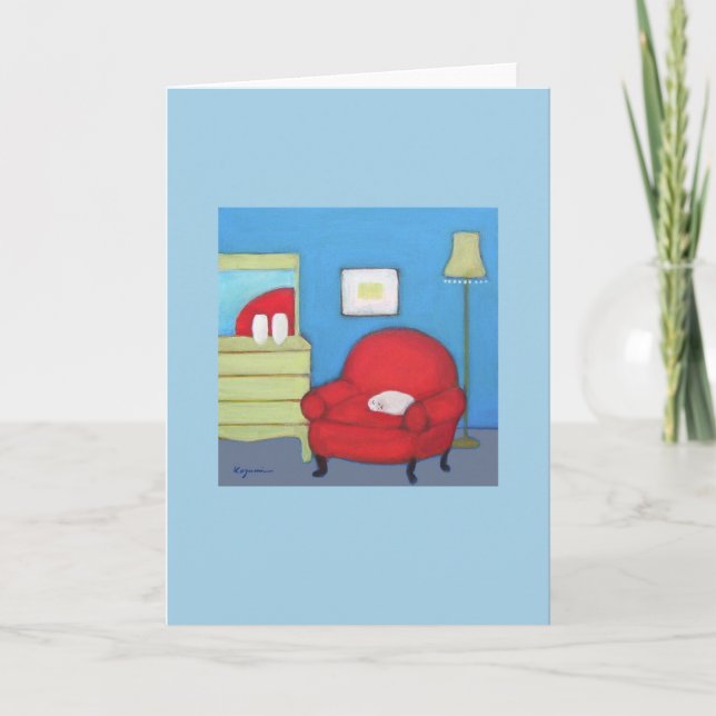 Cat on Red Chair Card (Front)