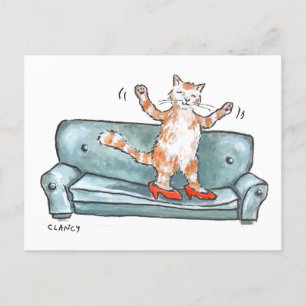 Cat On Sofa Holiday Postcard