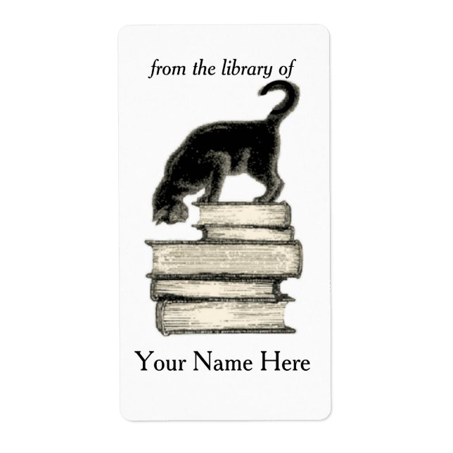 Cat on Stack of Books of Bookplate .. (Front)