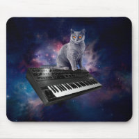 Cat on synthesizer in space