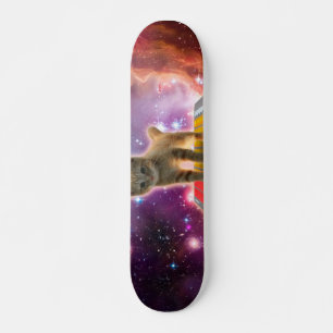 Cat on synthesizers in space skateboard