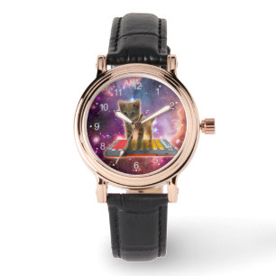 Cat on synthesizers in space watch