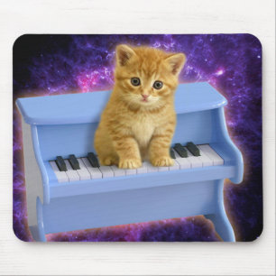 Cat on the blue piano mouse mat