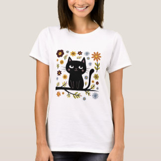 Cat On The Branch Drawing Women's T-Shirt