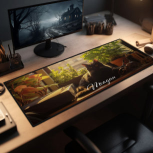Cat On The Desk Personalized Mat