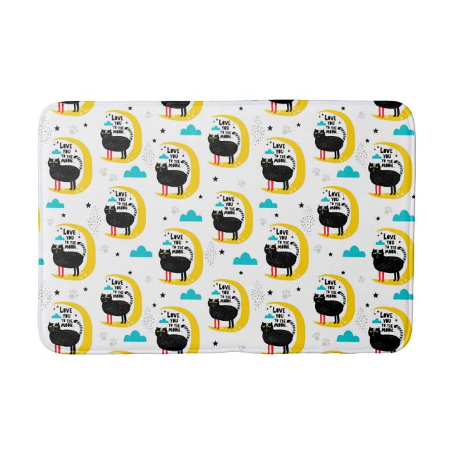 Cat on the moon bath mat (Front)
