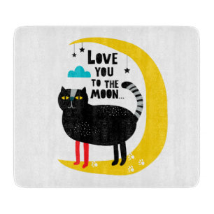 Cat on the moon cutting board