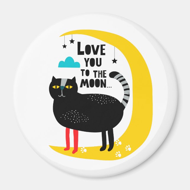 Cat on the moon magnet (Front)