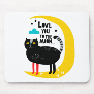 Cat on the moon mouse mat