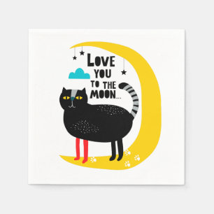 Cat on the moon napkin