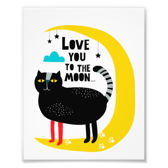 Cat on the moon photo print (Front)