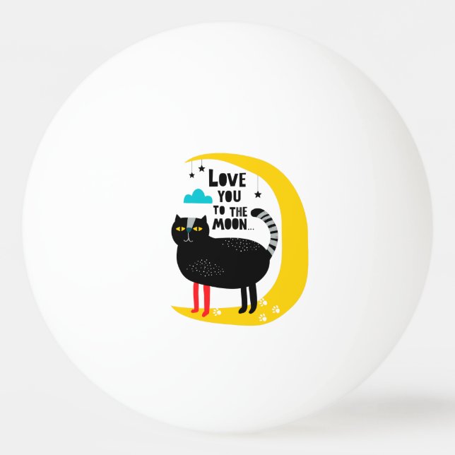 Cat on the moon ping pong ball (Front)