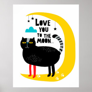 Cat on the moon poster