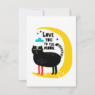 Cat on the moon RSVP card