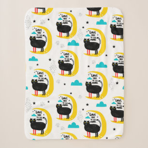 Cat on the moon sherpa blanket