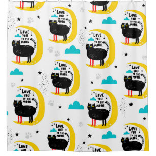 Cat on the moon shower curtain
