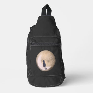 cat on the moon sling bag