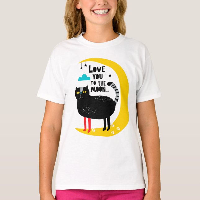 Cat on the moon T-Shirt (Front)