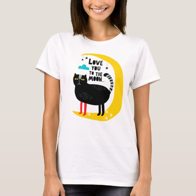 Cat on the moon T-Shirt (Front)