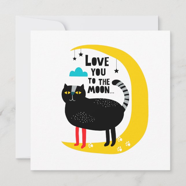 Cat on the moon thank you card (Front)