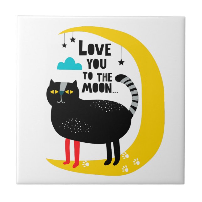 Cat on the moon tile (Front)