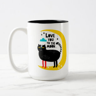 Cat on the moon Two-Tone coffee mug