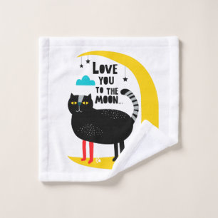 Cat on the moon wash cloth