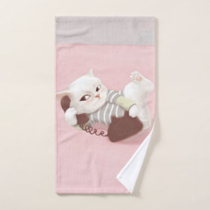 Cat on the Phone Hand Towel