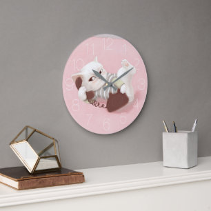 Cat on the Phone Large Clock