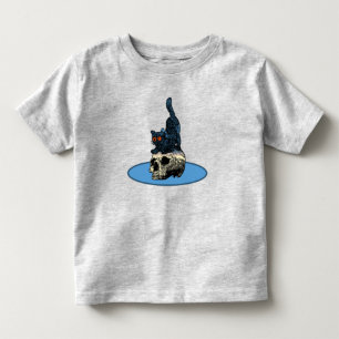 Cat on the Skull Cute Baby Boy Girl Halloween 2023 Toddler T-Shirt