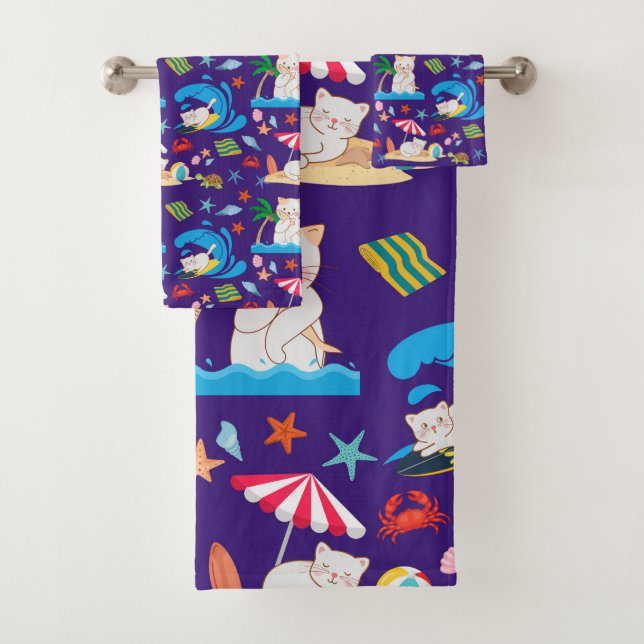 Cat on Vacation Bath Towel set (Insitu)