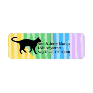 cat on watercolor custom address label