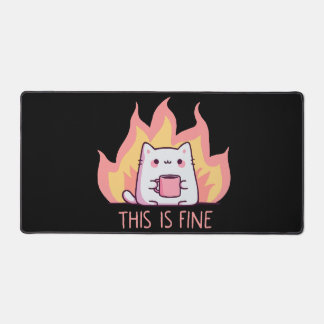 Cat One Fire This Is Fine Desk Mat