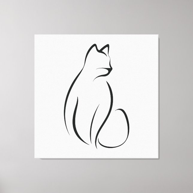 Cat one line design canvas print (Front)
