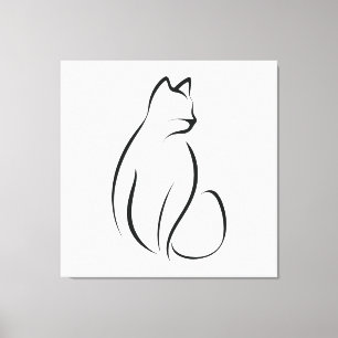 Cat one line design canvas print