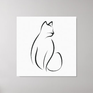 Cat one line design canvas print