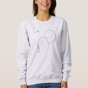 Cat One Line Drawing Art Sweatshirt