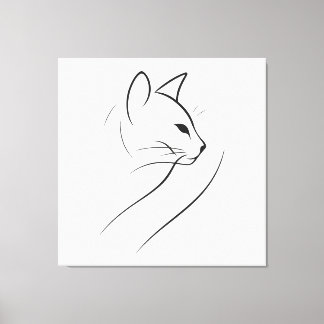 Cat one line minimalist elegant design canvas print