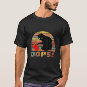 Cat Oops! Funny Black Cat Knocking Over A Glass Vi T-Shirt