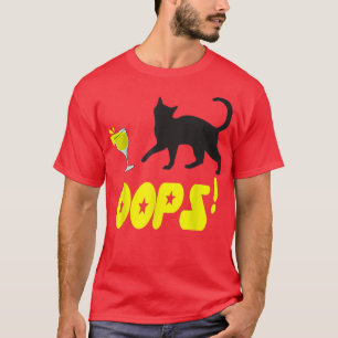 Cat Oops Funny Black Cat Knocking Over A Yellow Gl T-Shirt