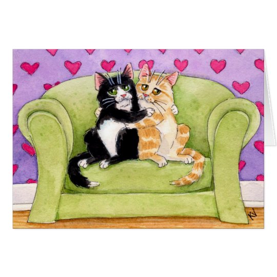 Cat Opposites Attract Valentine's card