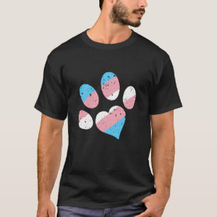 Cat or Dog Pet Paw Print with Heart Transgender Fl T-Shirt