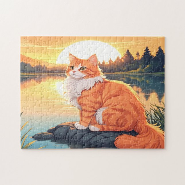 Cat Orange and White Jigsaw Puzzle (Horizontal)