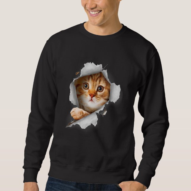 Cat Orange Cat Cat Torn Cloth Kitten Sweatshirt (Front)